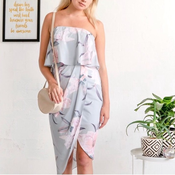 Style State pleated floral asymmetrical pink dress size 10 - Picture 8 of 10